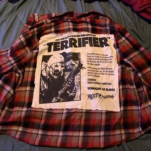 Plaid Flannel Shirt with Terrifier Graphic
